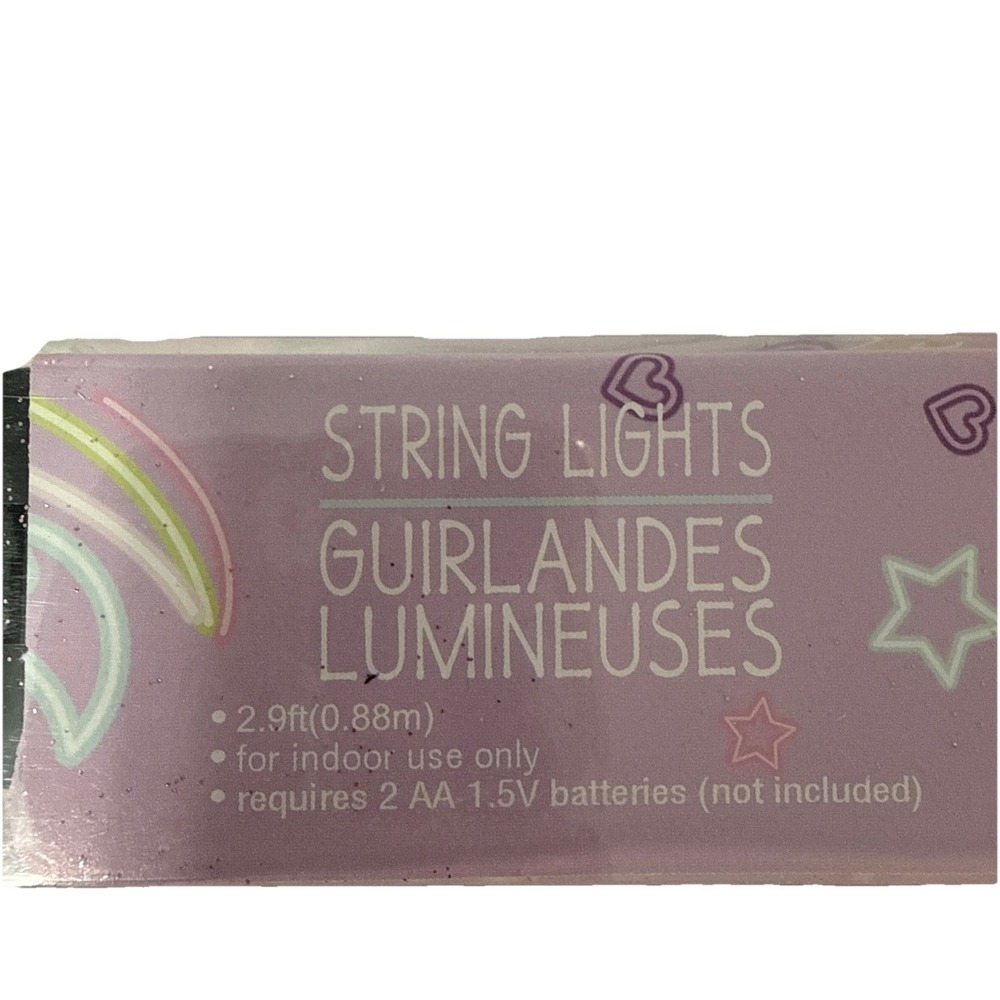 Pink Glitter Round LED String Lights 6ct. Battery Operated New Set 2 - Picture 3 of 3